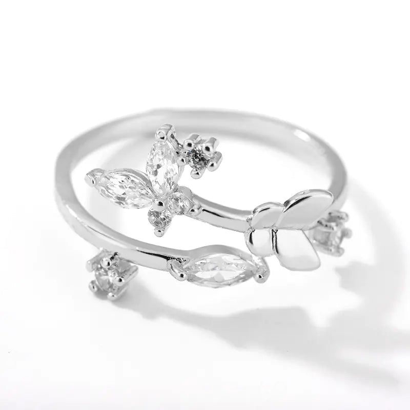 Fresh Flower Adjustable Zircon Ring - Fallon Gifts