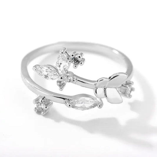 Fresh Flower Adjustable Zircon Ring - Fallon Gifts