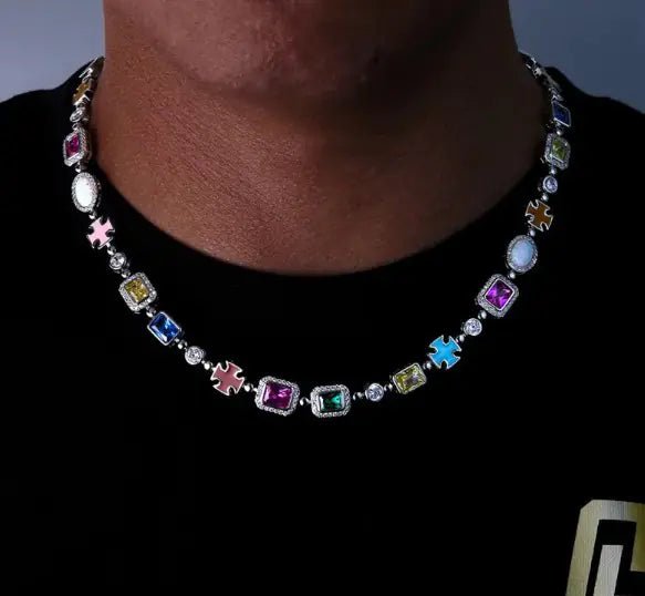 Gold - Plated Hip - Hop Gemstone Necklace - Fallon Gifts