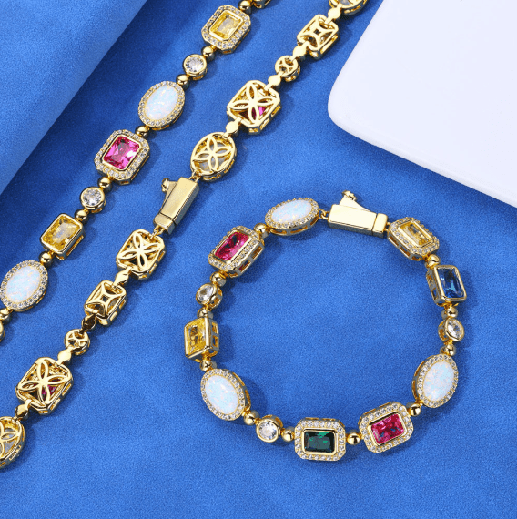 Gold - Plated Hip - Hop Gemstone Necklace - Fallon Gifts