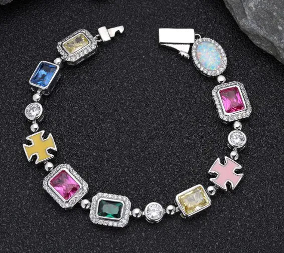 Gold - Plated Hip - Hop Gemstone Necklace - Fallon Gifts