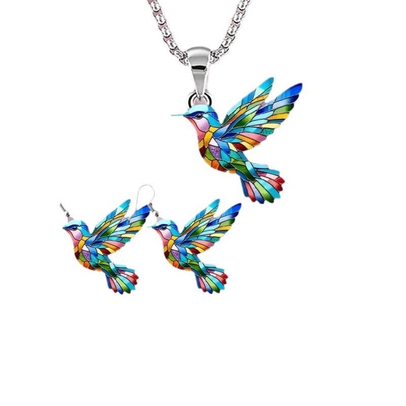 Hummingbird Earrings & Necklace 3 - Piece Set - Fallon Gifts
