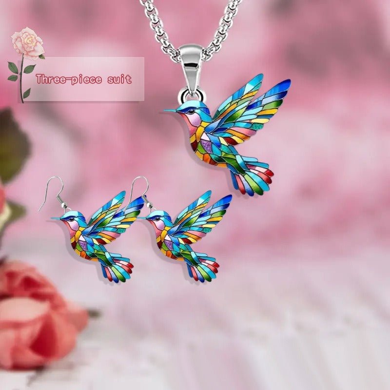 Hummingbird Earrings & Necklace 3 - Piece Set - Fallon Gifts