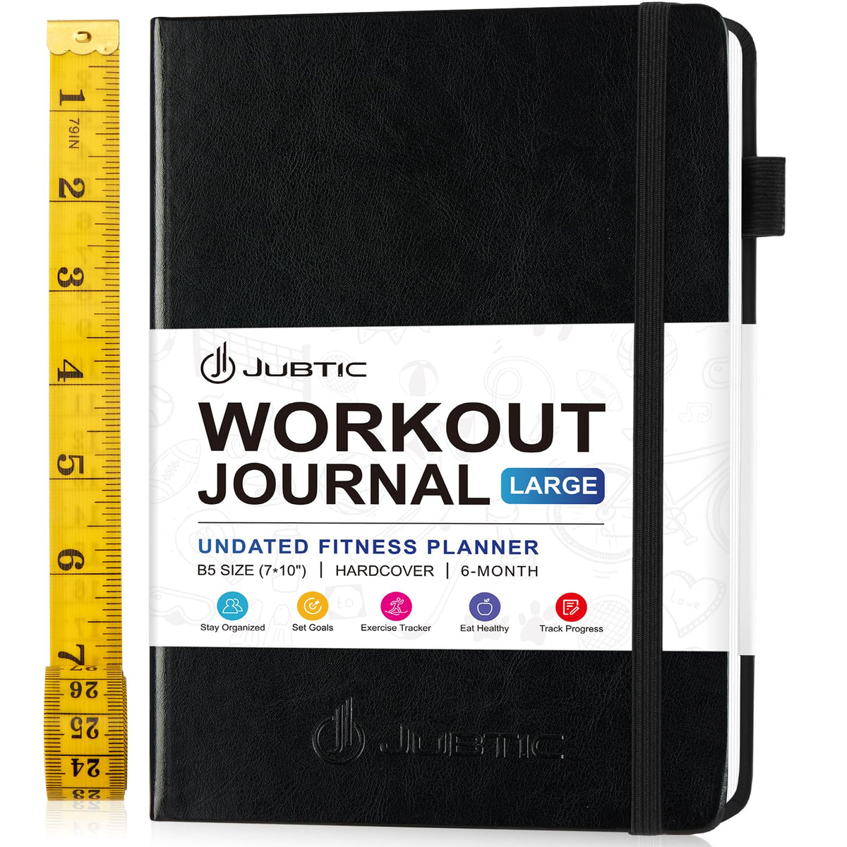 JUBTIC Weight Loss Journal Calorie Counter Book & Fitness Workout Journal for Men & Women 6 Months of Daily Food Journal to Track Weight Personal Home & Gym Journal-Black - Fallon Gifts