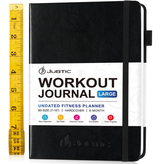 JUBTIC Weight Loss Journal Calorie Counter Book & Fitness Workout Journal for Men & Women 6 Months of Daily Food Journal to Track Weight Personal Home & Gym Journal-Black - Fallon Gifts