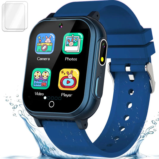 Kids Smart Watch Gift for Boys Ages 3 - 12 IP67 Waterproof 32 Puzzle Games HD Touchscreen Dual Camera Video Pedometer Music Player Kids Watch Toy Birthday Gifts for Boys Ages 5 6 7 8 9 10 (Blue) - Fallon Gifts
