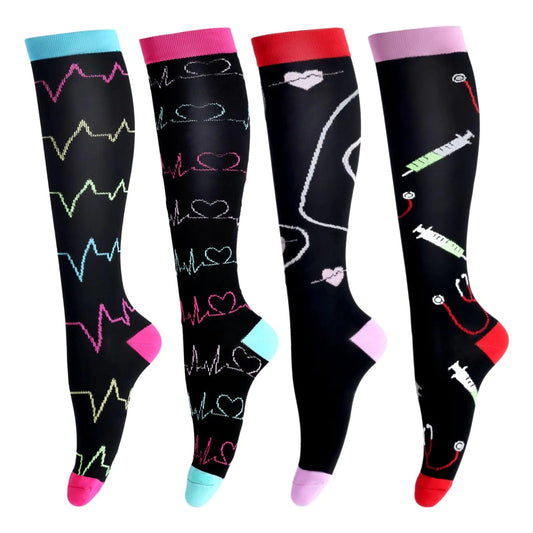 LEOSTEP Compression Socks for Women & Men Circulation Long Stockings Support for Nurses Pregnant Hiking Riding Running - Fallon Gifts