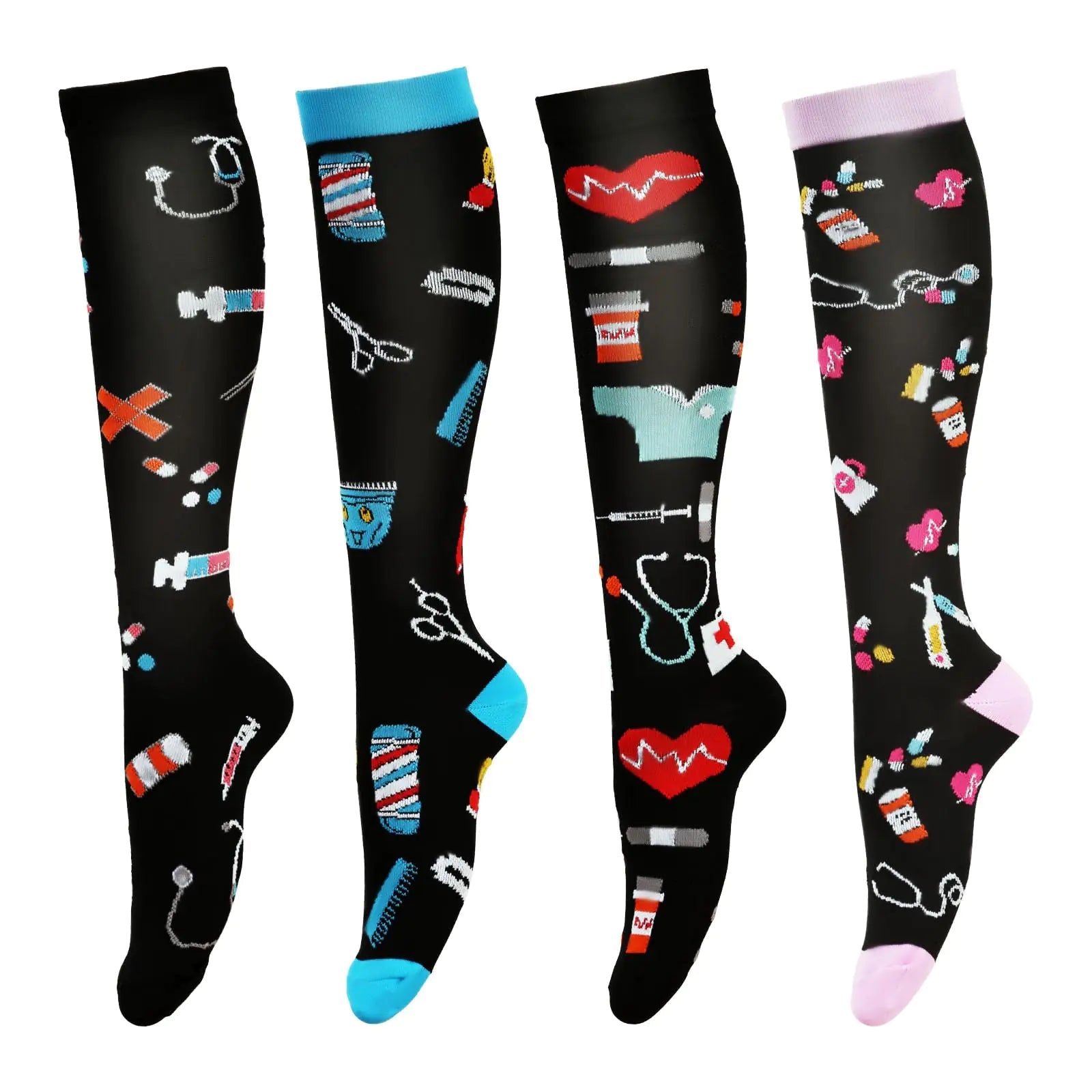 LEOSTEP Compression Socks for Women & Men Circulation Long Stockings Support for Nurses Pregnant Hiking Riding Running - Fallon Gifts