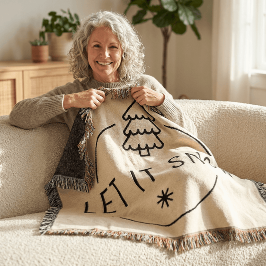 Let It Snow Holiday Tree Woven Blanket - Fallon Gifts