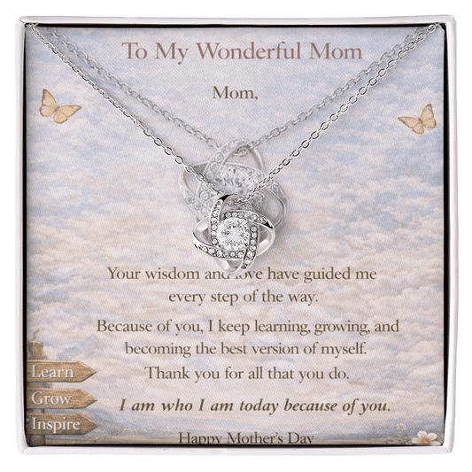 Love Knot Necklace for Mom – Yellow & White Gold | Meaningful Mother's Day Gift from Daughter or Son - Fallon Gifts