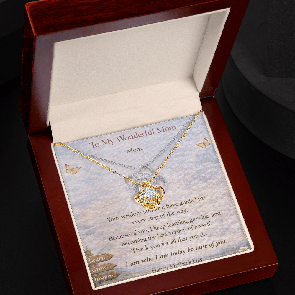 Love Knot Necklace for Mom – Yellow & White Gold | Meaningful Mother's Day Gift from Daughter or Son - Fallon Gifts