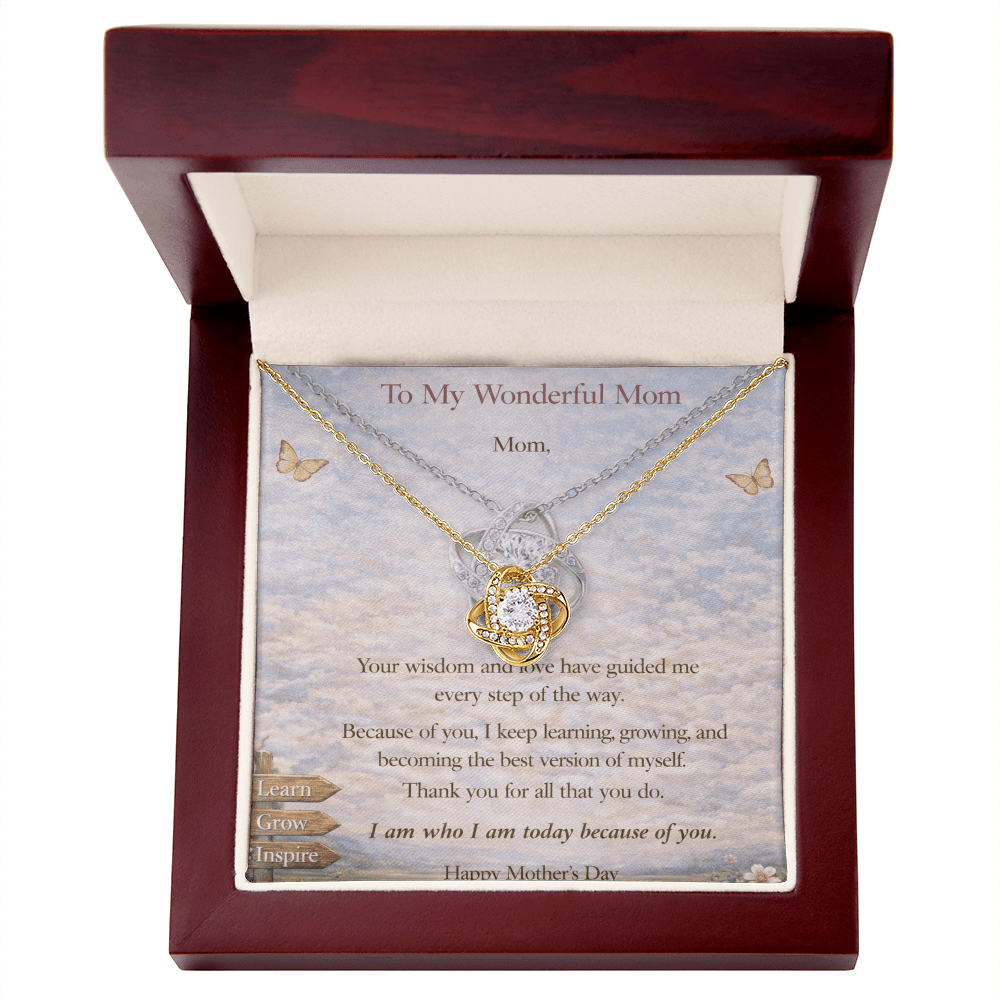 Love Knot Necklace for Mom – Yellow & White Gold | Meaningful Mother's Day Gift from Daughter or Son - Fallon Gifts