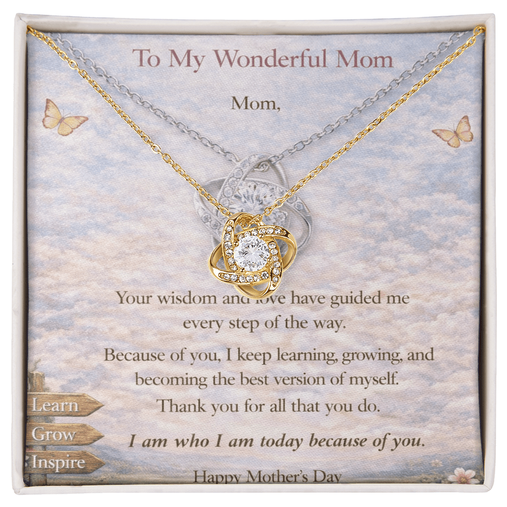 Love Knot Necklace for Mom – Yellow & White Gold | Meaningful Mother's Day Gift from Daughter or Son - Fallon Gifts