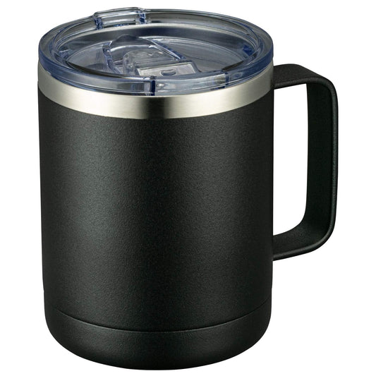 MEWAY 12oz Coffee Mug With Handle and Sliding LidStainless Steel Travel Tumbler Cup with HandleDouble Wall Vacuum Insulated Camping Cup for Hot & Cold Drinks Tea (BlackSet of 1 - Fallon Gifts