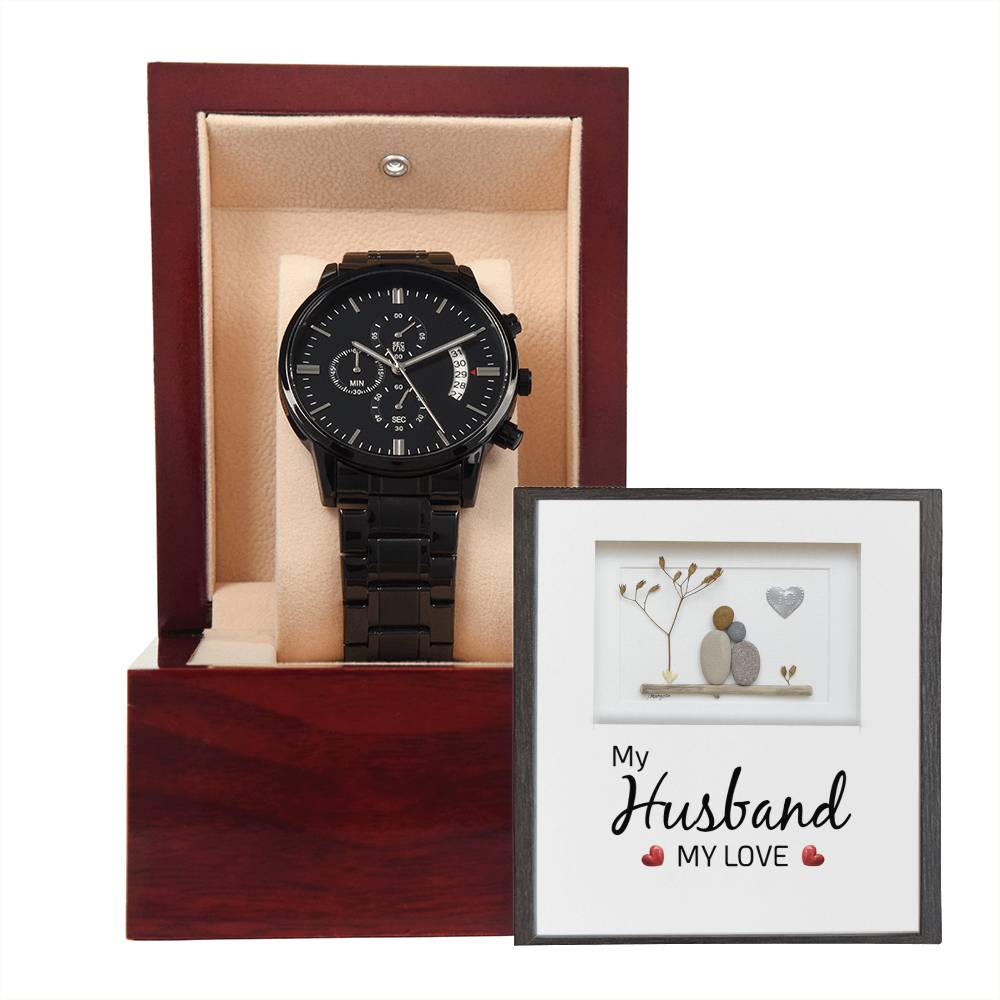 My Husband My Love - Black Chronograph Watch - Fallon Gifts