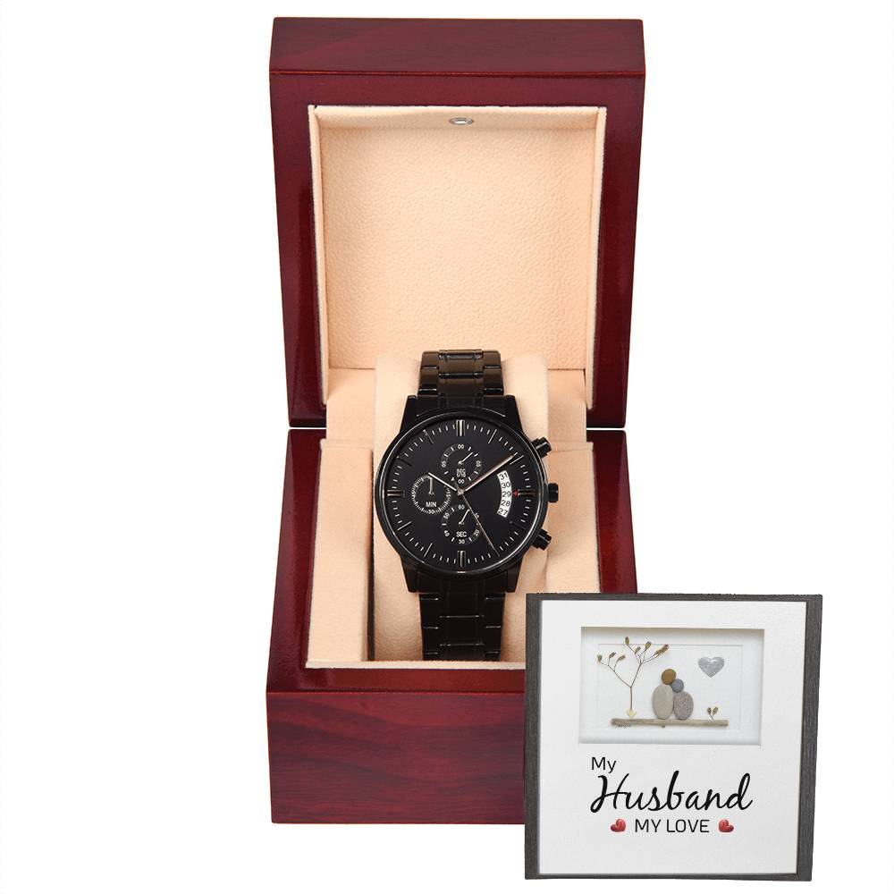 My Husband My Love - Black Chronograph Watch - Fallon Gifts