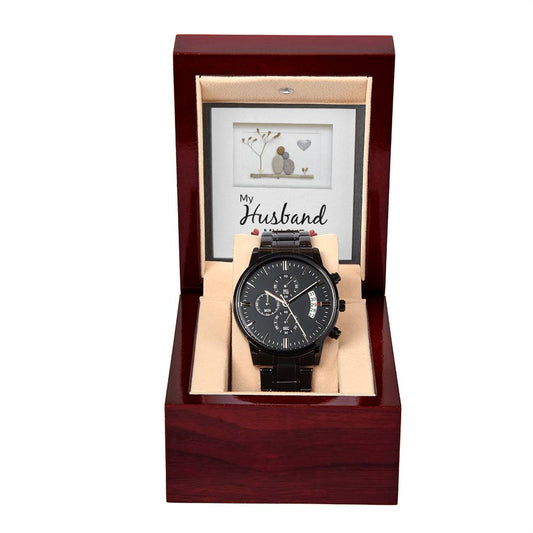 My Husband My Love - Black Chronograph Watch - Fallon Gifts