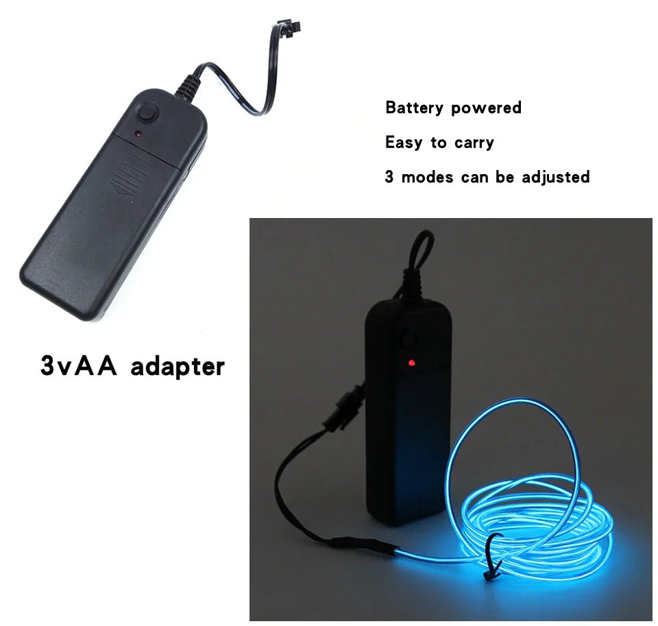 Neon LED Light Glow EL Wire String Strip Rope Tube Decor Car Party + Controller - Fallon Gifts