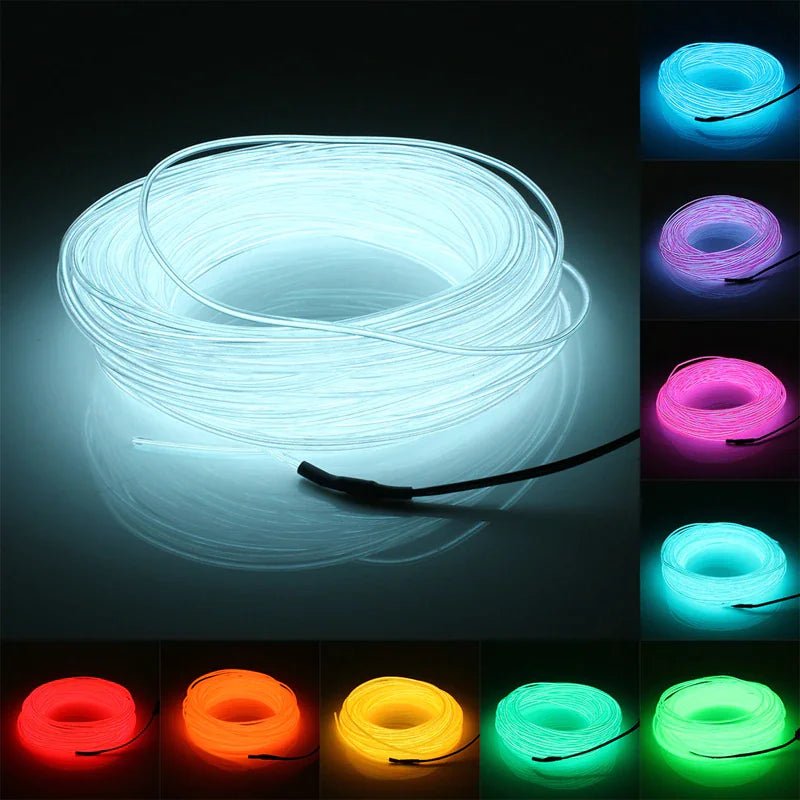 Neon LED Light Glow EL Wire String Strip Rope Tube Decor Car Party + Controller - Fallon Gifts