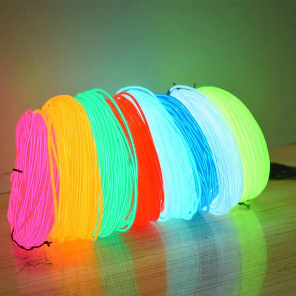 Neon LED Light Glow EL Wire String Strip Rope Tube Decor Car Party + Controller - Fallon Gifts