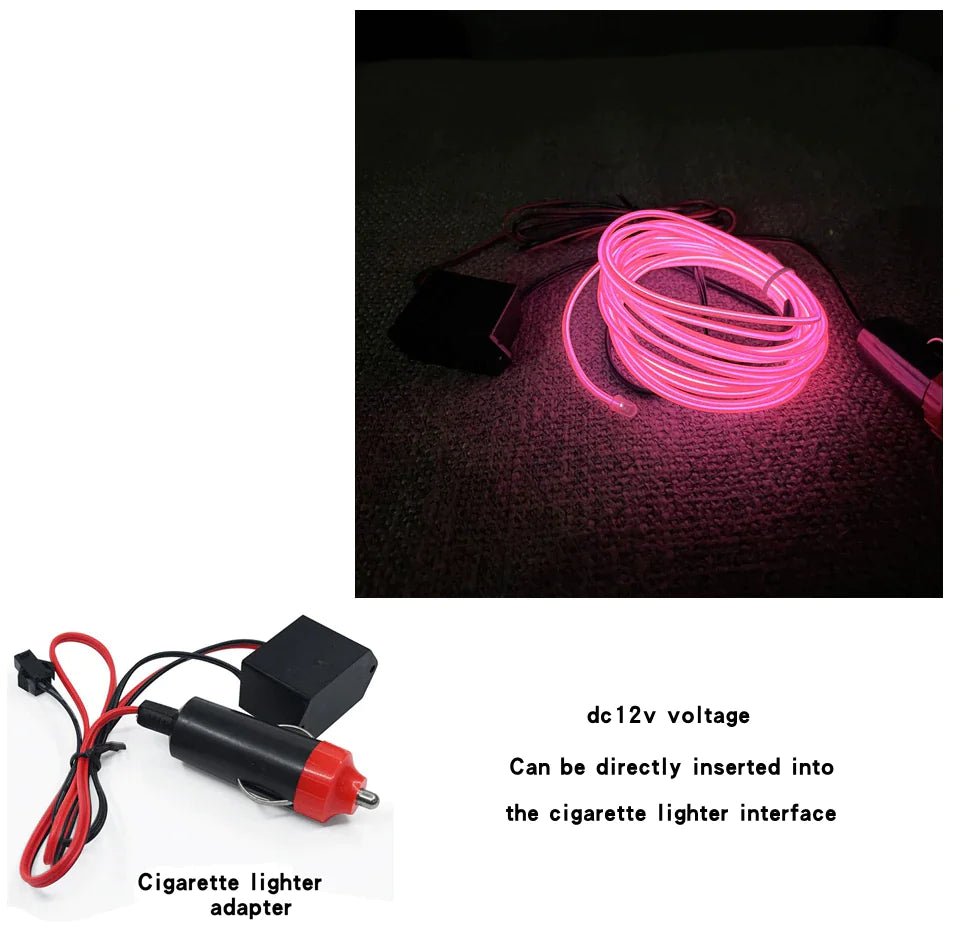 Neon LED Light Glow EL Wire String Strip Rope Tube Decor Car Party + Controller - Fallon Gifts