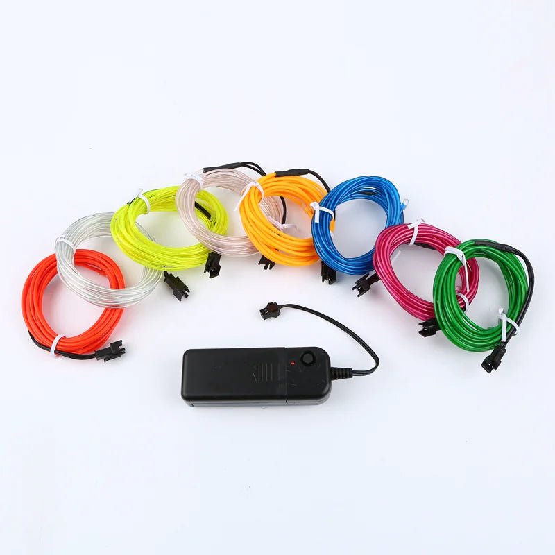 Neon LED Light Glow EL Wire String Strip Rope Tube Decor Car Party + Controller - Fallon Gifts
