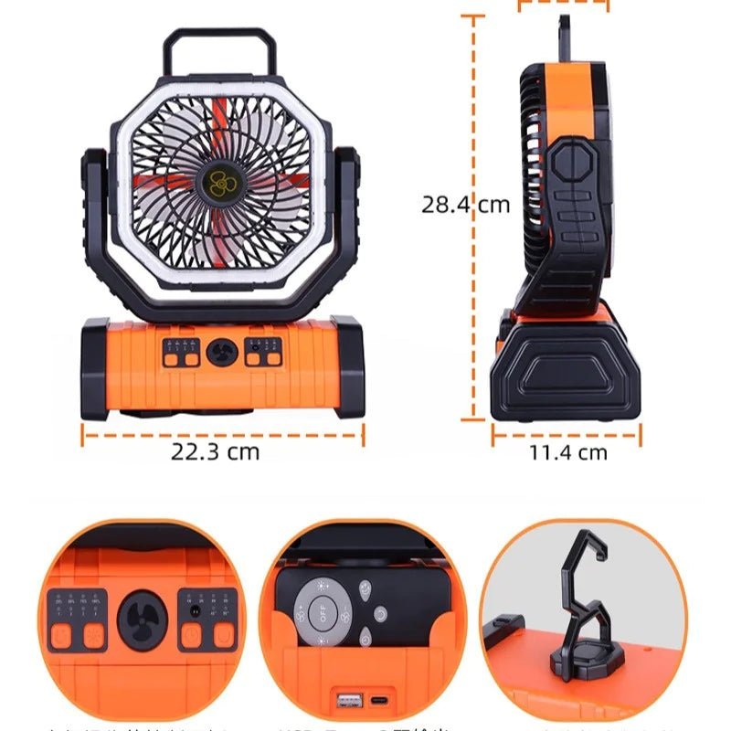 Outdoor Household Power Bank LED Light Camping Fan - Fallon Gifts