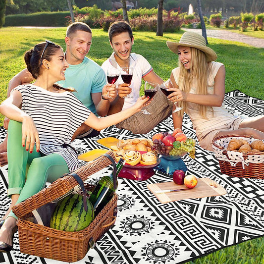 Supfitness Extra Large Picnic Blankets Waterproof Foldable (80 "x 80") Beach Blanket Waterproof Sandproof3-Layer Thicking Mat Outdoor Packable Camping Blanket(Bohemian) - Fallon Gifts