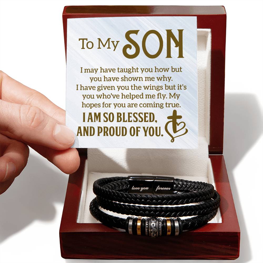 To My Son Mens Leather Bracelet - Fallon Gifts