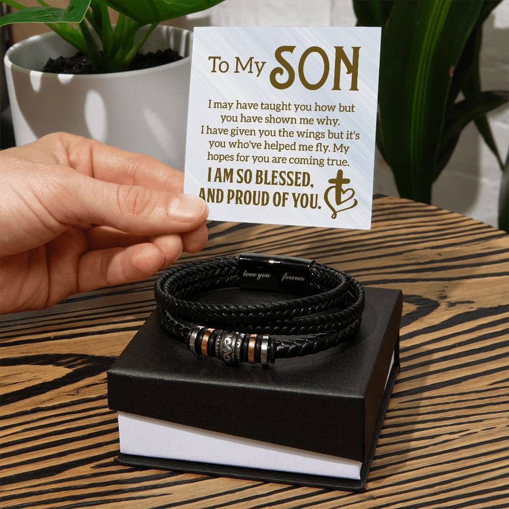To My Son Mens Leather Bracelet - Fallon Gifts