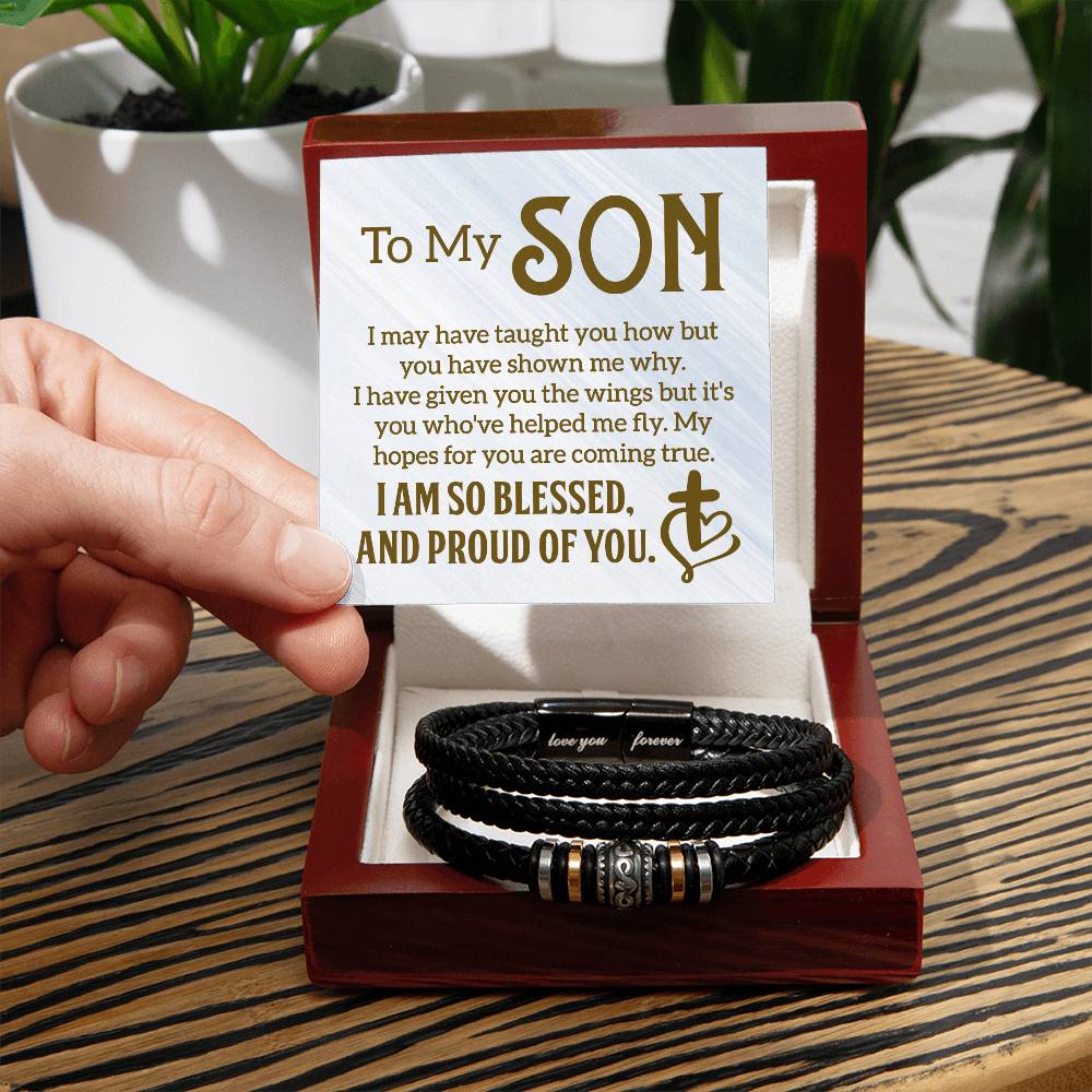To My Son Mens Leather Bracelet - Fallon Gifts