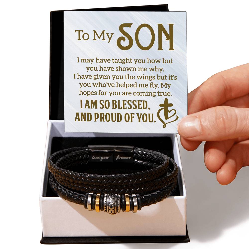 To My Son Mens Leather Bracelet - Fallon Gifts