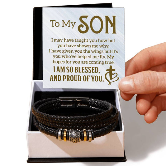 To My Son Mens Leather Bracelet - Fallon Gifts