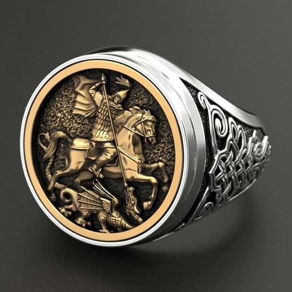Two-Tone Roman Soldier Dragon Ring - Fallon Gifts
