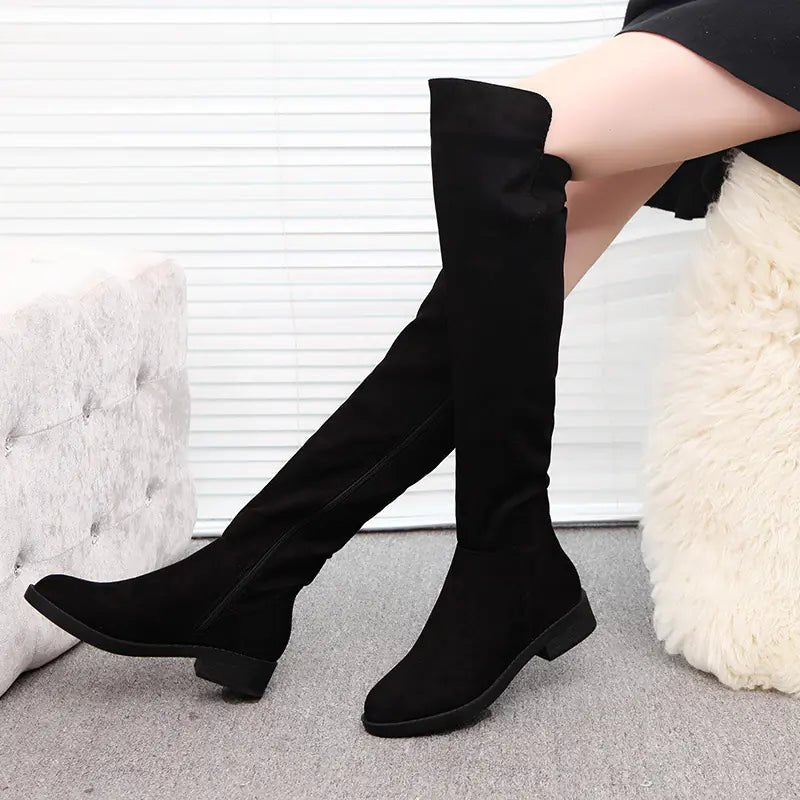 Women's Over The Knee Flat High Tube Boots - Fallon Gifts